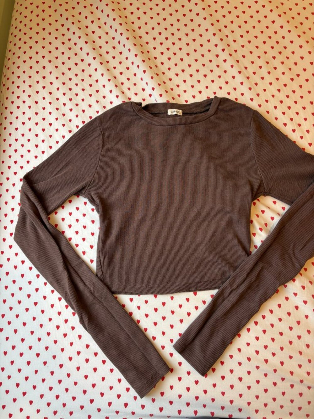 Brown Garage Ribbed Long Sleeve Top
